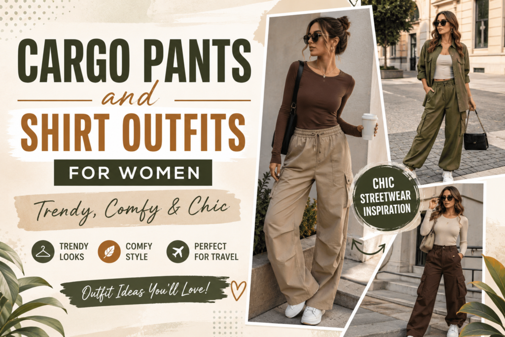 Cargo pants and shirt outfits for women with chic streetwear style inspiration